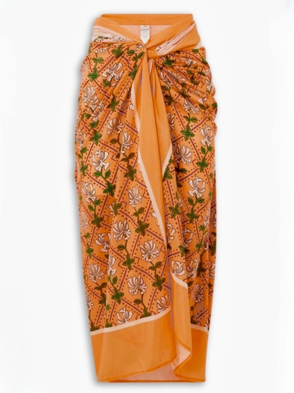 Agua by Agua Bendita Lavanda Orange Herbal  Print Cotton & Silk Blend Pareo